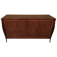 Baker Art Deco Mid-Cent Modern Server or Commode with Diamond Inlay