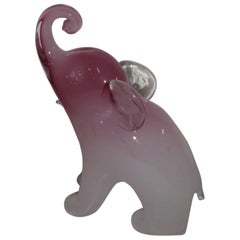 Seguso Sculpture Murano Glass Alabaster Elephant Murano Italian Design 