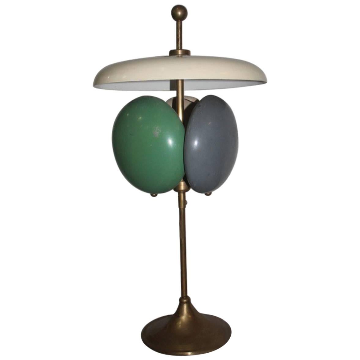 Mid-Century-Tischlampe, Metall lackiert, 1950er Jahre, italienisches Design, mehrfarbig im Angebot