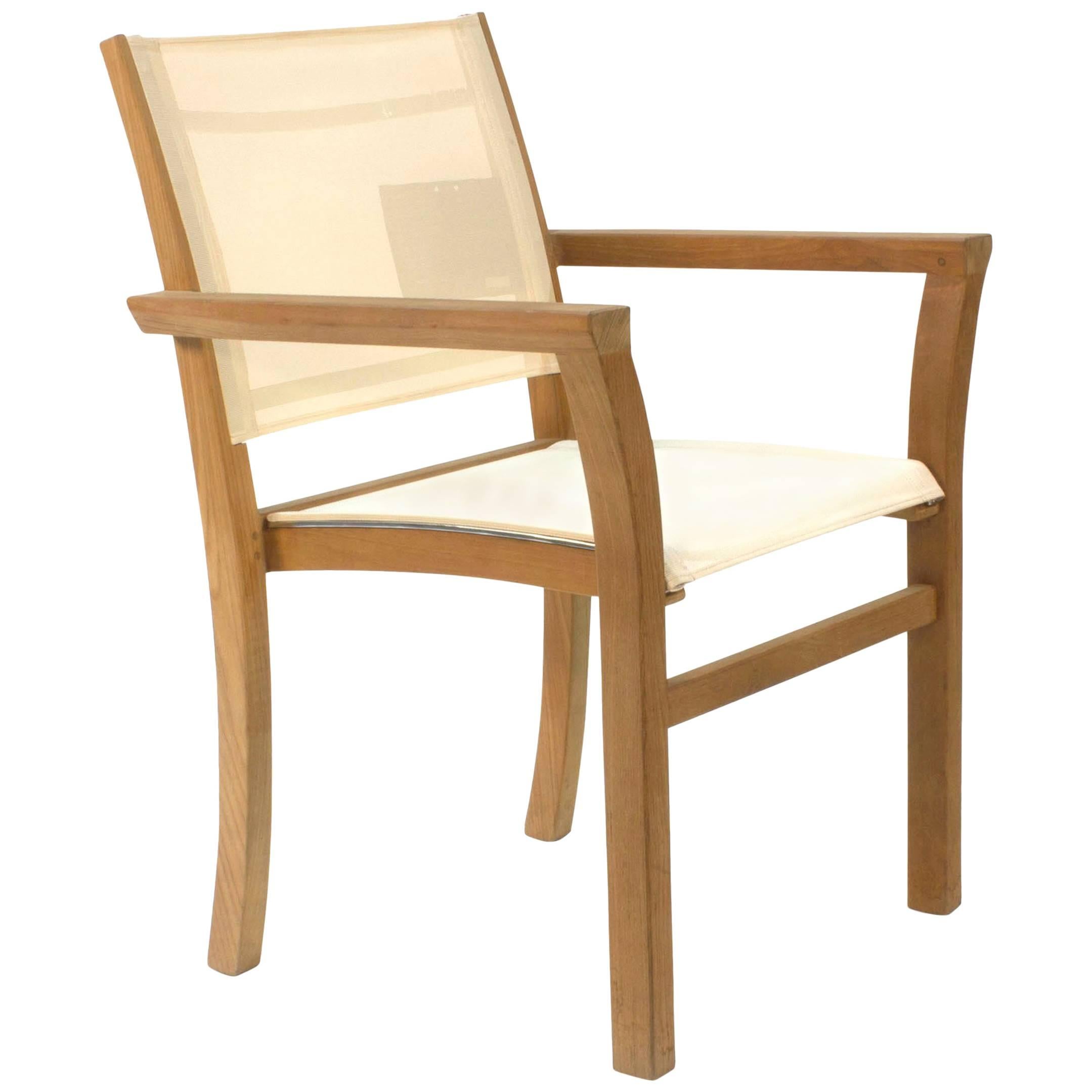 White Mixt 55 Teak Outdoor Dining Armchair by Royal Botania, Belgium For Sale