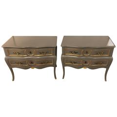 Pair of Louis XV Style Paint and Gilt Decorated Commodes Nightstands 9