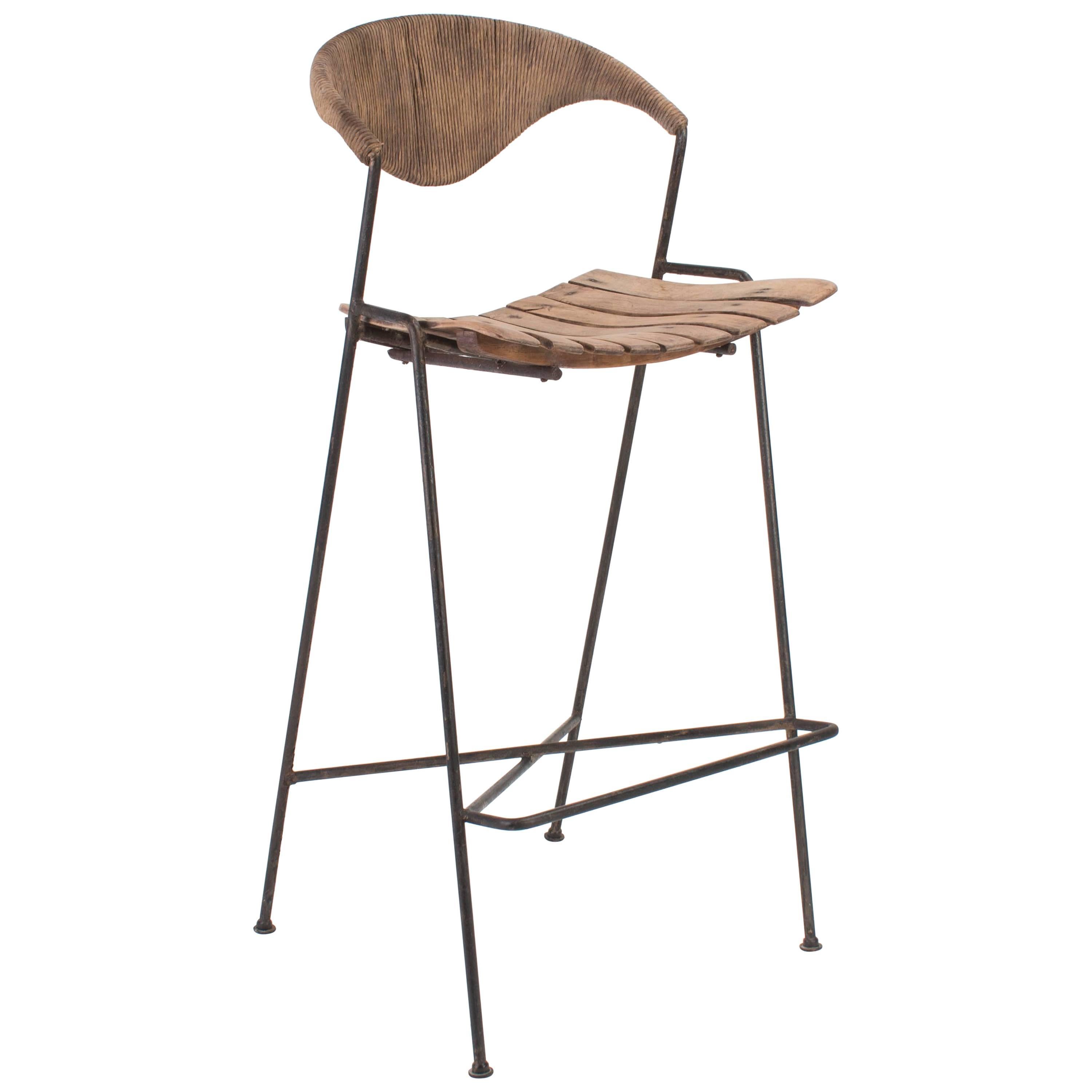 Mid-century Modern Wooden Bar Stool by Arthur Umanoff, 1960