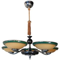 Five-Arm Art Deco Era Hanging Fixture by Meissen, circa 1920