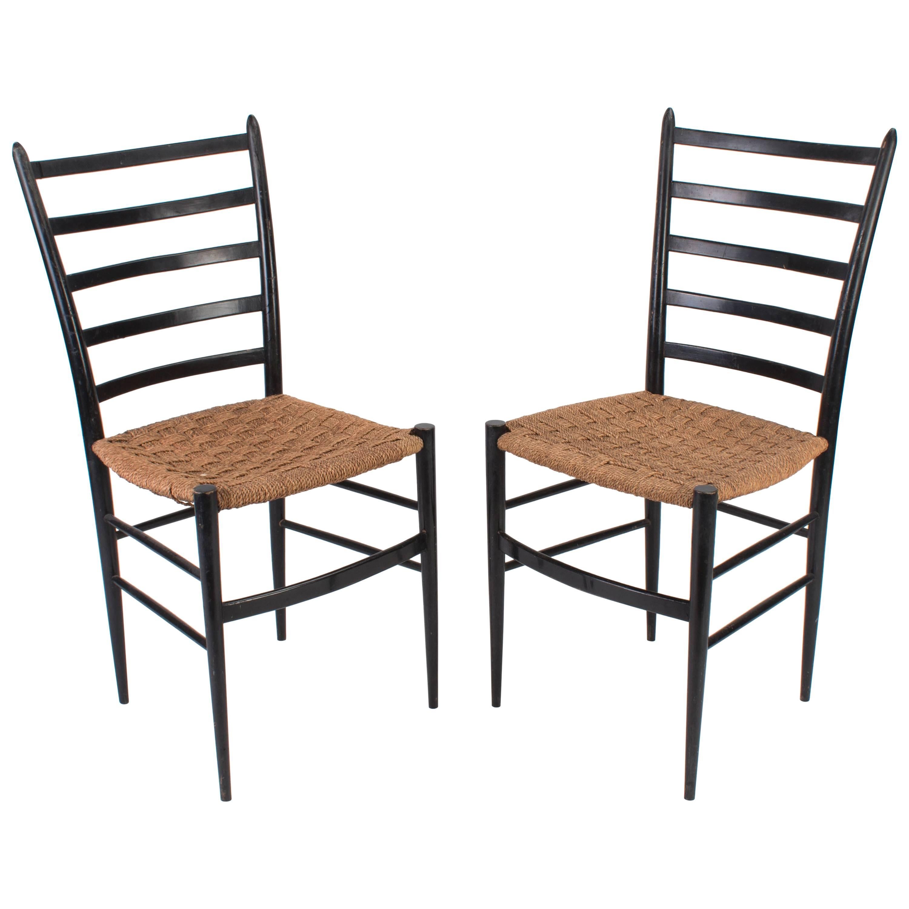 Two Ladder Back Chairs in the Style of Gio Ponti