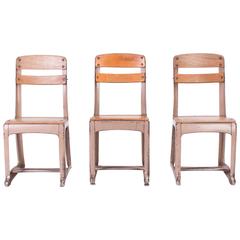 Three Industrial Mid-Century Children's School Chairs