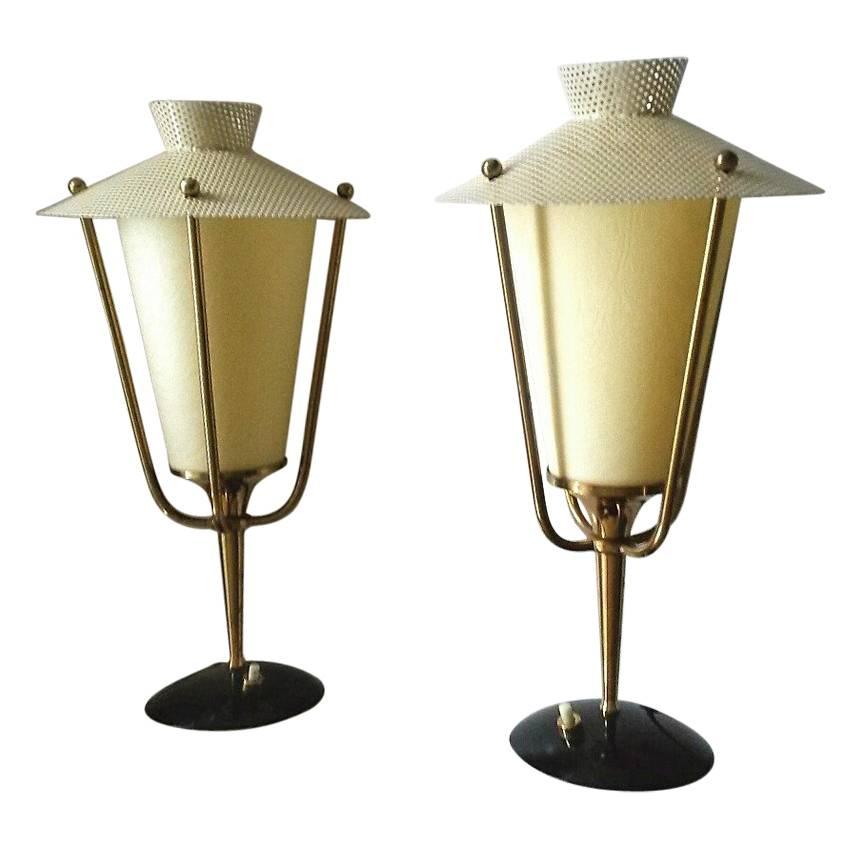 Maison Arlus Pair of Table Lamps, French Mid Century Modern 1950