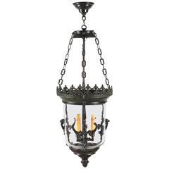 Gothic Revival Style Bronze Griffin/Dragon Bell Jar Lantern 5