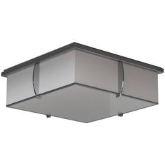 Fine French Art Deco Square Enameled Glass and Chrome Flush Mount by Perzel 3