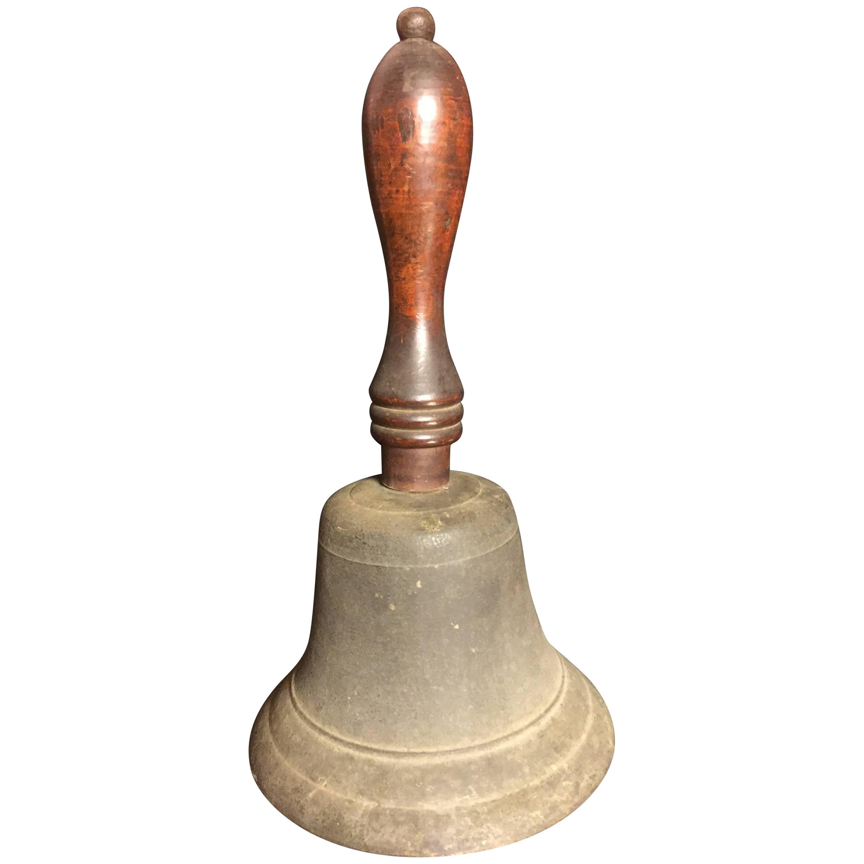 Fine Japanese Antique Cast Bronze Hand Bell Rings Beautifully When Struck