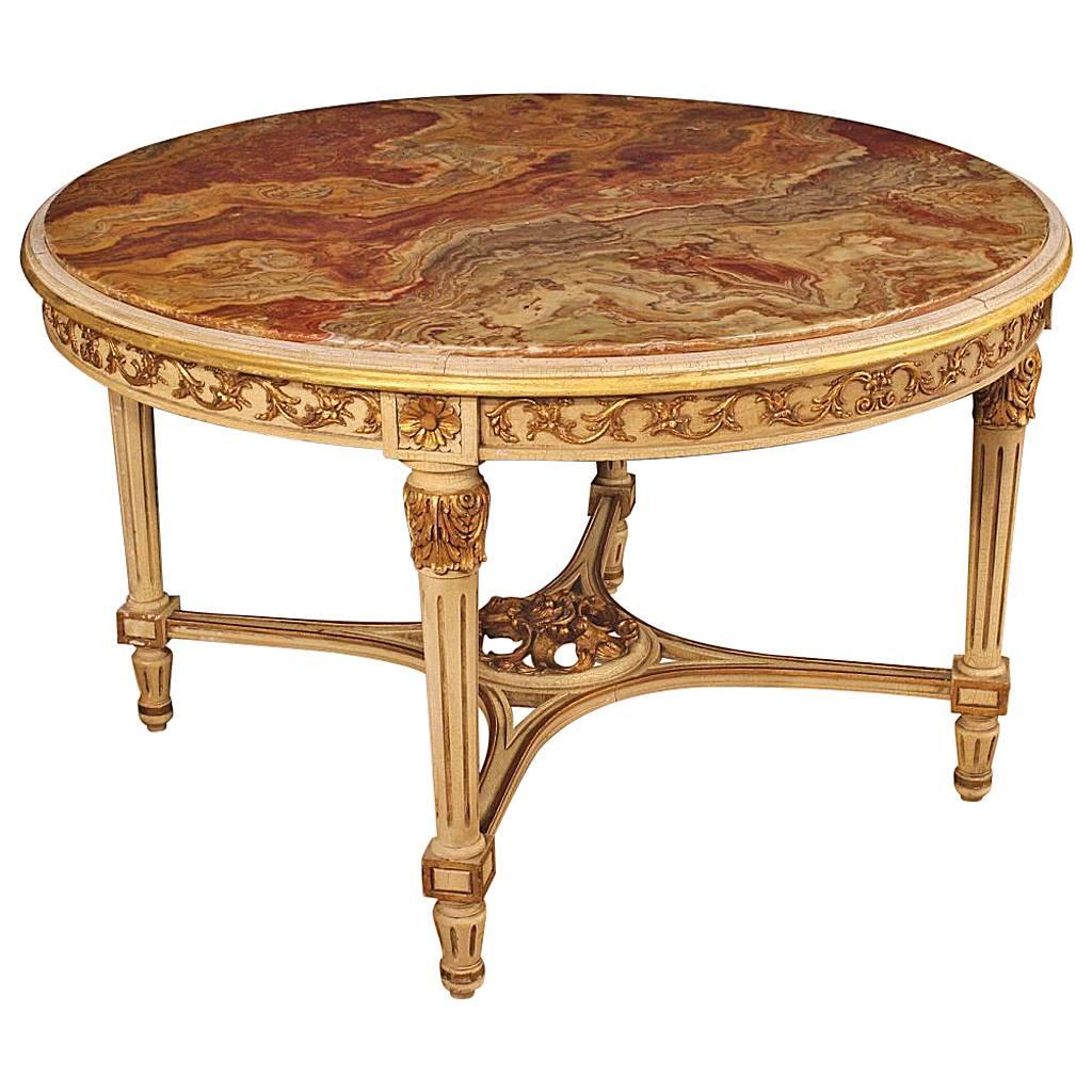 20th Century Lacquered And Gilt Wood Italian Louis XVI Style Round Dining Table