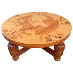 Swedishart Deco Inlaid Table, "Världen Runt" Birger Ekman for Reiners Möbler