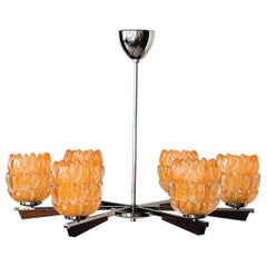 Vintage Chandelier Italian 1960s with Nice Murano Glass Shades