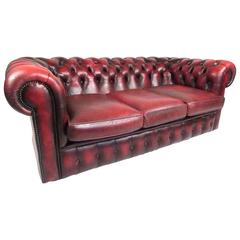 Vintage Red Leather Chesterfield Sofa 10
