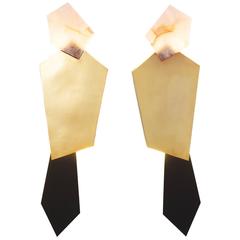 Gloria Cortina Bronze, Obsidian and Pink Quartz Quiet Hummingbird Sconces 11