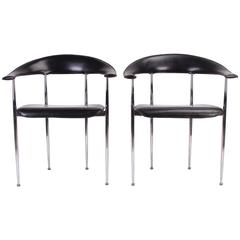 Italian Leather and Chrome Chairs by Tasem 11