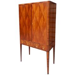 Swedish Art Moderne Storage Cabinet with Inlaid Musical Instruments, circa 1940