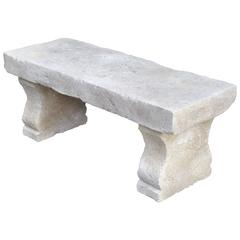 Carved Limestone Garden Bench from France