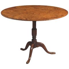 Fine Gustavian Burrwood Top Circular Tripod Table