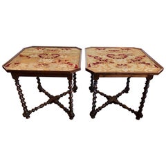 Pair of 19th Century French Needlepoint Top Tables