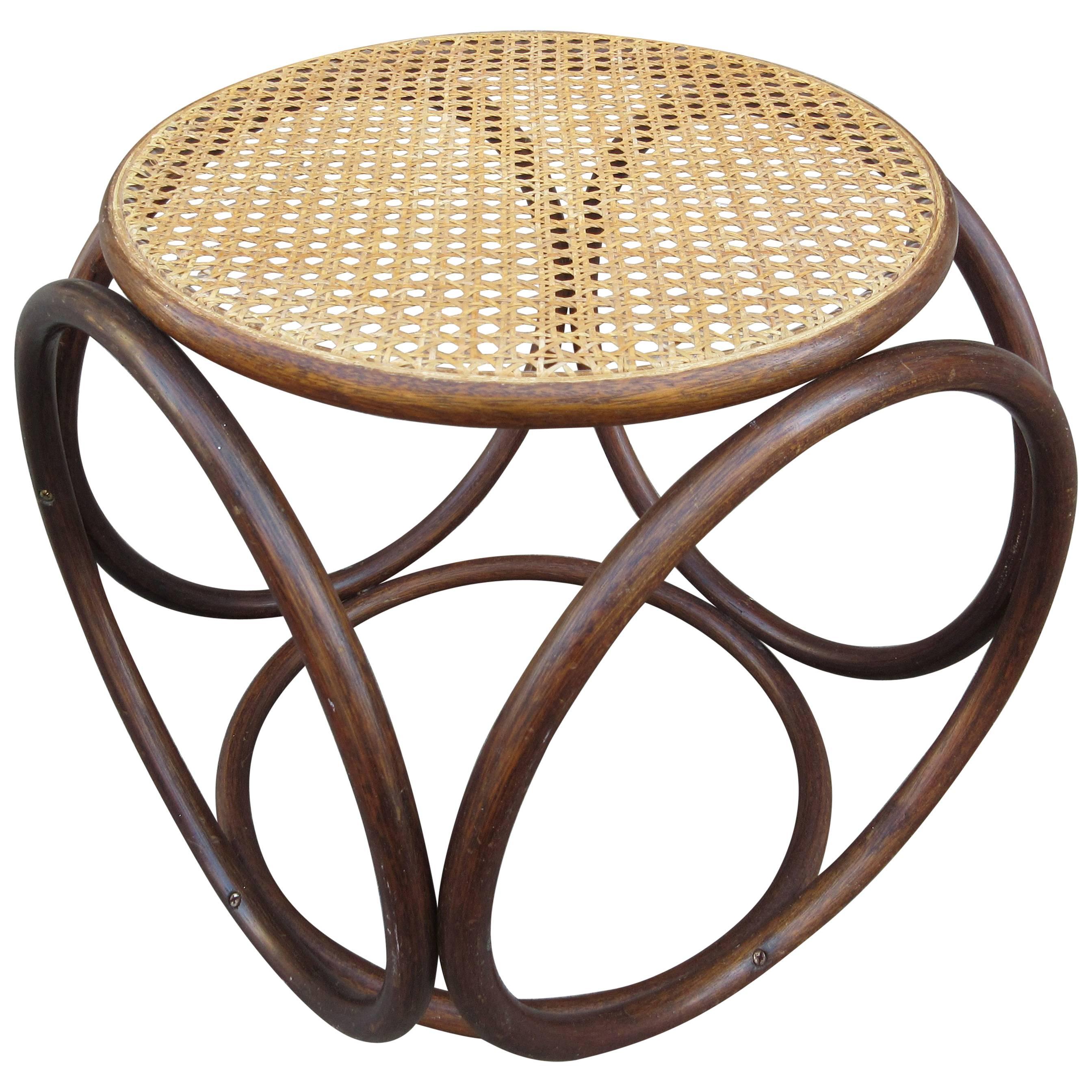 Thonet Bentwood and Caned Ottoman or Stool