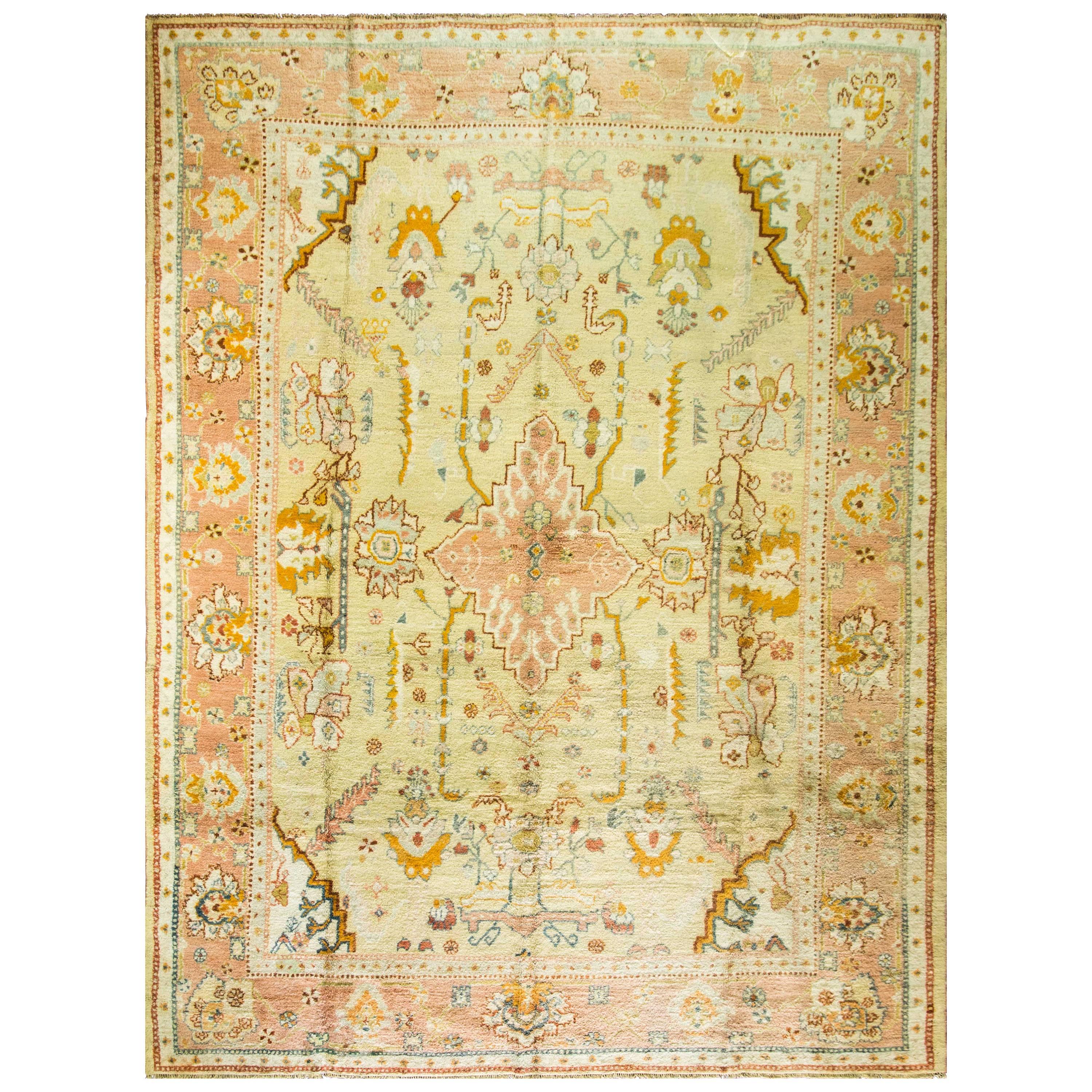 Antique Oushak Carpet , 10'9" x 14' For Sale