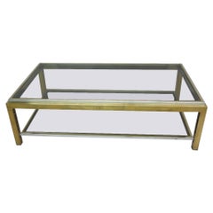 French Double Tier Brass & Nickel Coffee Table by Willy Rizzo & Maison Charles