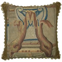 Antique Brussels Tapestry Pillow, circa 1660