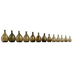 Set of 13 Free-Blown Glass Chestnut Bottles