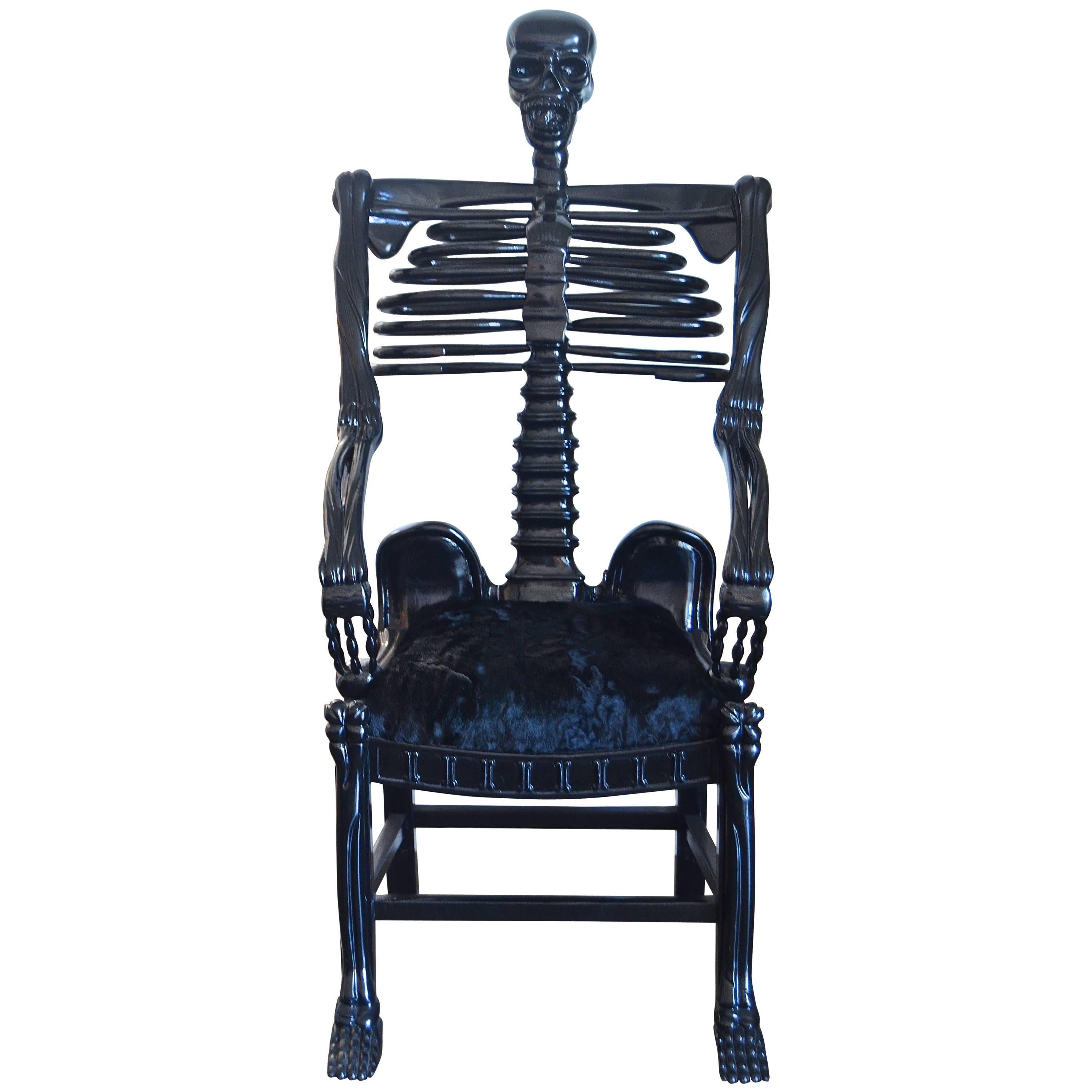 Very Rare Russian Folk Art "Skeleton" Chair For Sale