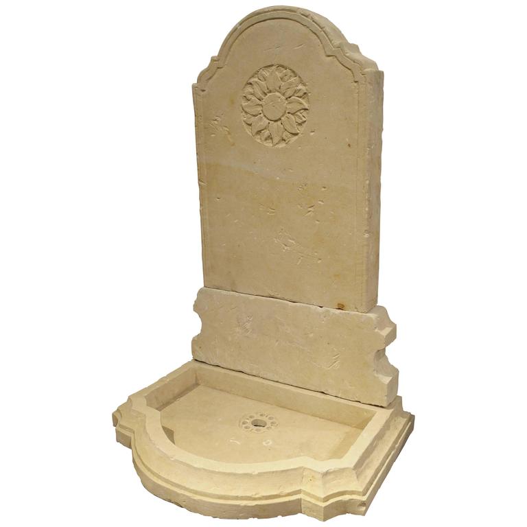 Small Carved Limestone Wall Fountain from Italy For Sale at 1stdibs