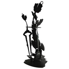 Albert Paley 20th Century Forged Steel Fireplace Tools 