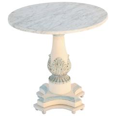Italian Pedestal Side Table with Carrara Top