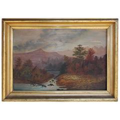 American Oil Framed Landscape on Academy Board, Hudson Valley, Circa 1820 7