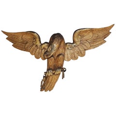 American Gilt Carved Wood and Gesso Spread Winged Eagle, Circa 1820