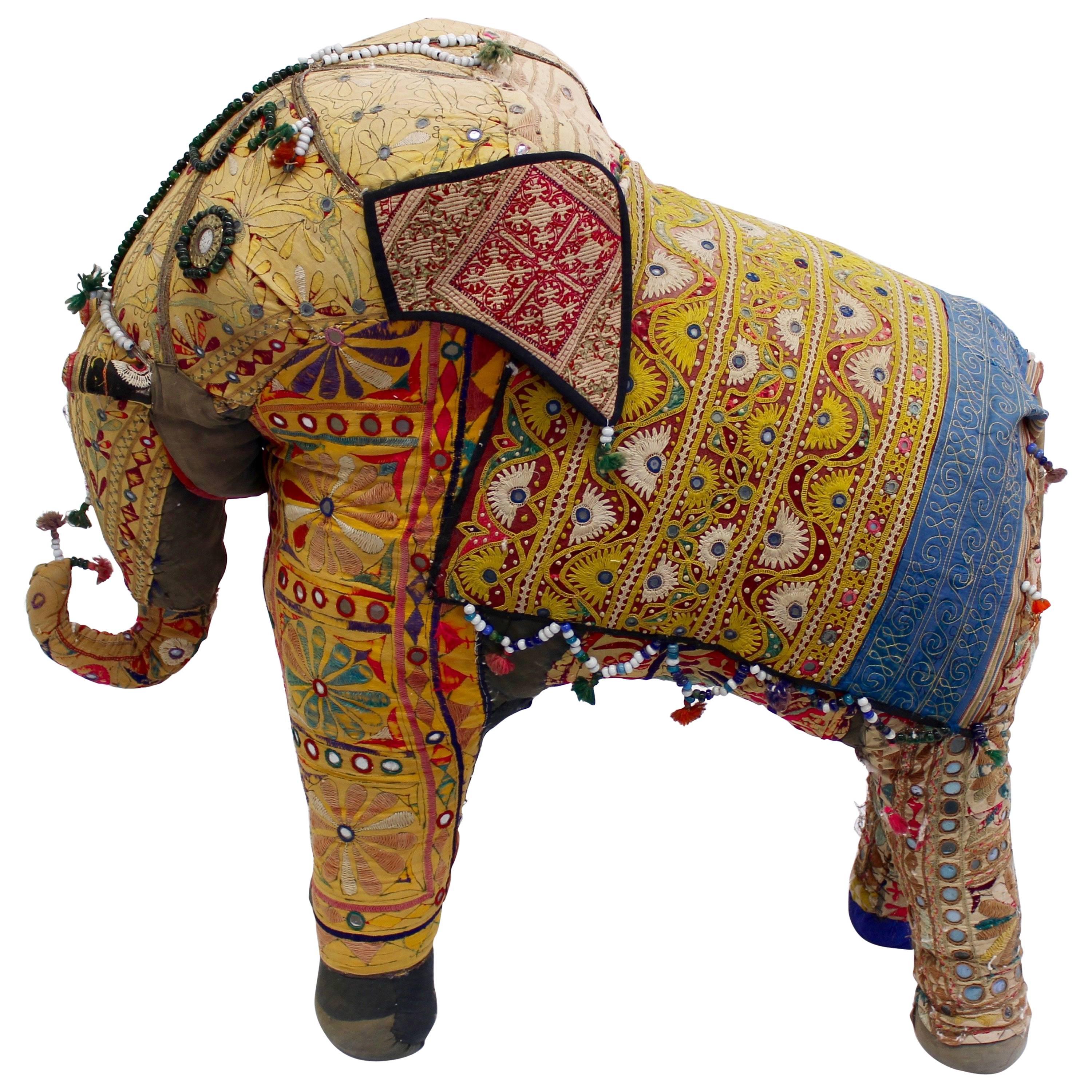 Oversized Vintage Stuffed Indian Elephant