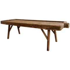 Grand Scale 18th Century French Elm Pig Bench Coffee Table