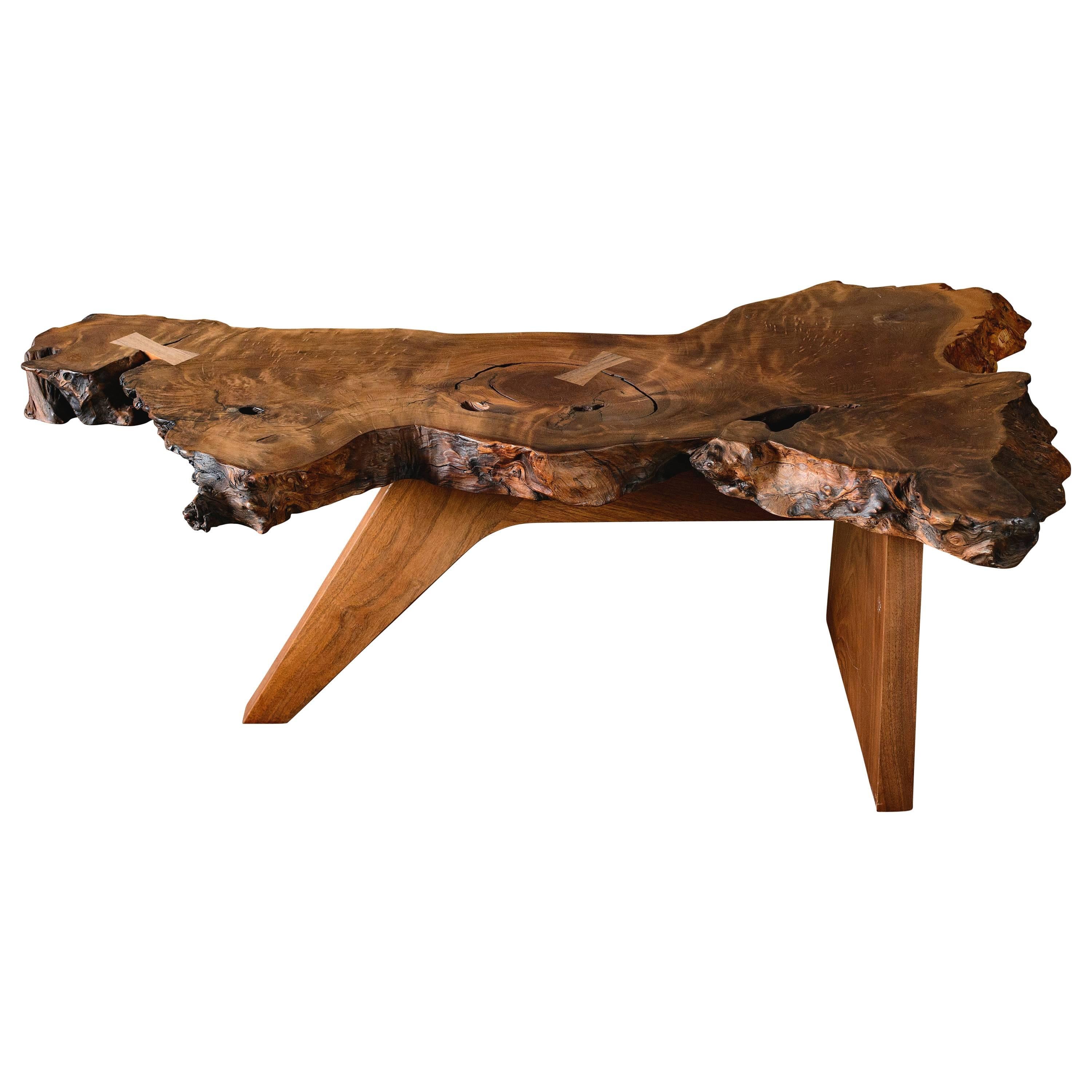 Mira Nakashima Free Form Coffee Table with Burlwood Top