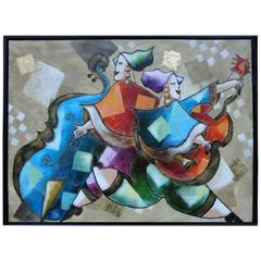 Musical Joyful Oil Painting by Oz El Hai