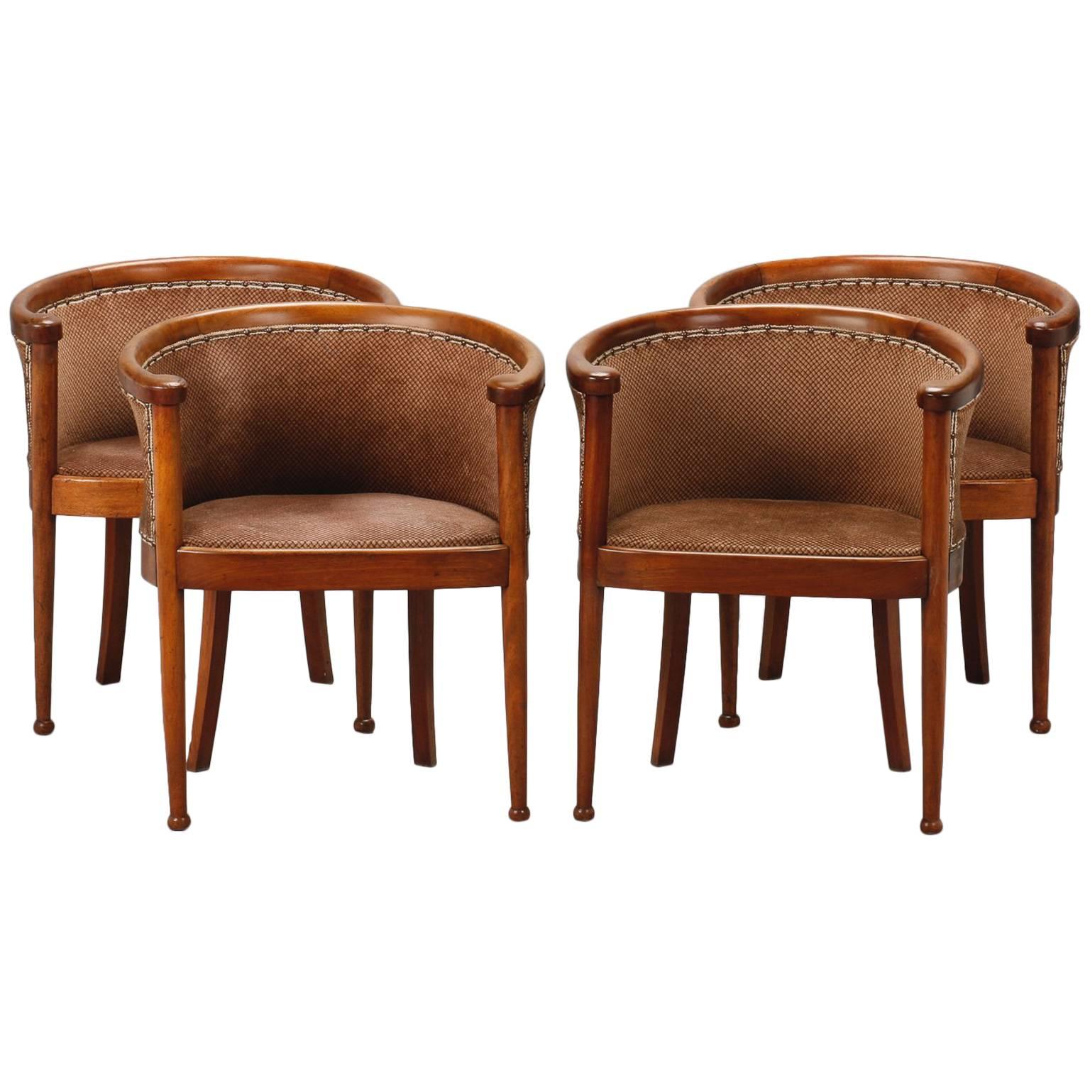 Set of Four Curved Back Art Deco Chairs