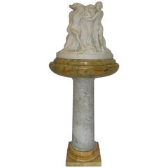 Pietro Piraino Italian Marble Carving on Pedestal, Art Deco
