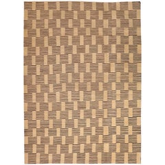 Modern Flatweave Persian Rug, Brown and Cream, 10' x 14'