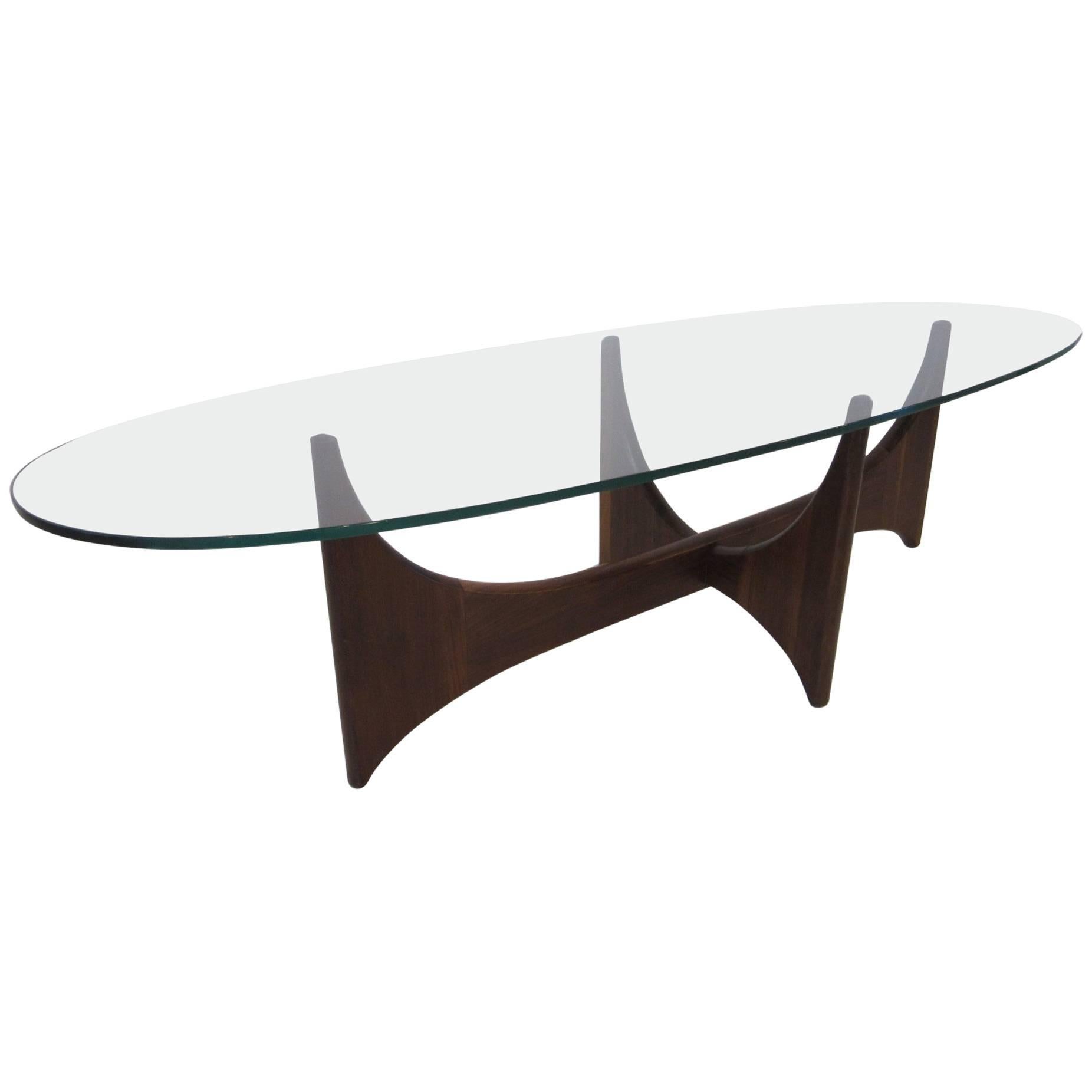 Sculptural Walnut and Glass Adrian Pearsall Coffee Table