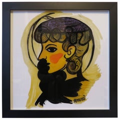 Vintage Gio Ponti Painting "Donna Con Cappellino"