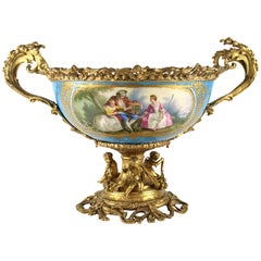 19th Century Sevres Style Porcelain and Gilt Bronze Centerpiece