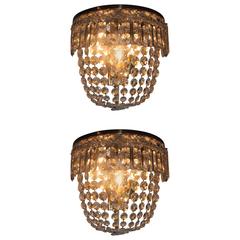 Pair of Grand Wall Sconces by Palme, Germany, 1960s, Cut Crystal and Brass Palwa 3