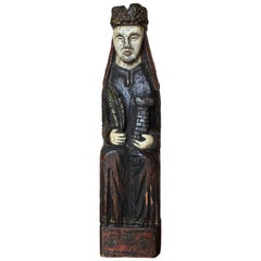 19th Century  Polychrome Hand-Carved Statue