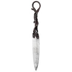 Antique Steel Dagger with an Oak Leaf Handle, Paper Knife