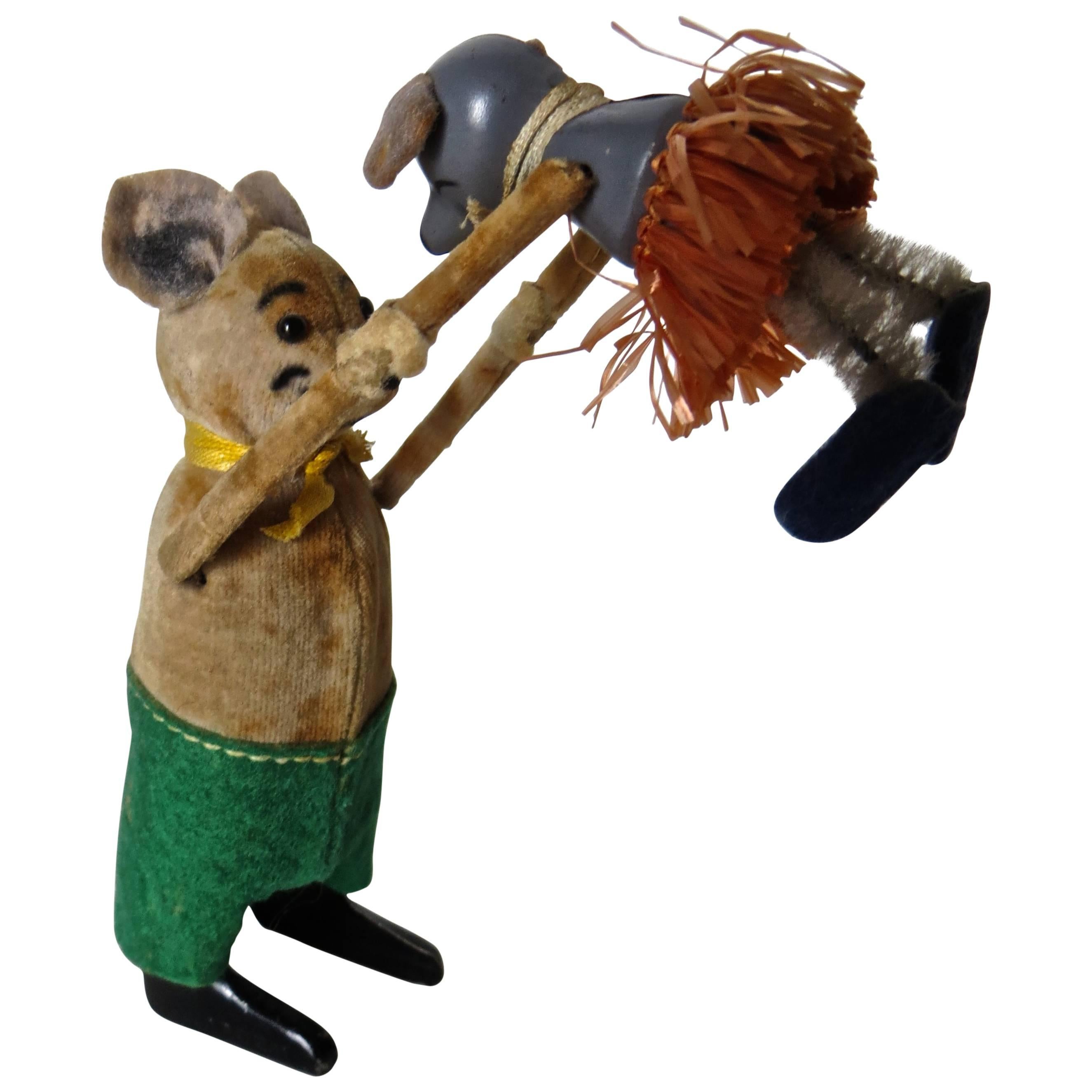 Schuco Clockwork "Dancing Bear with Baby Mouse", German, circa 1940