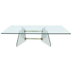Brass and Glass Coffee Table in the Style of Fontana Arte