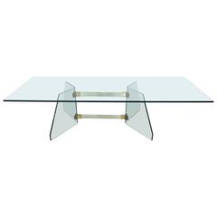 Brass and Glass Coffee Table in the Style of Fontana Arte 1
